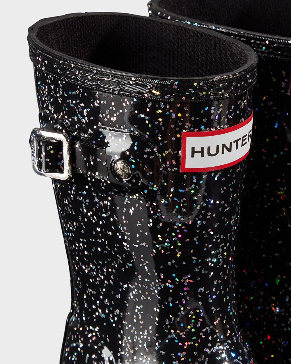 Kids Rain Boots - Hunter Original Little Giant Glitter (42PYGJURH) - Black